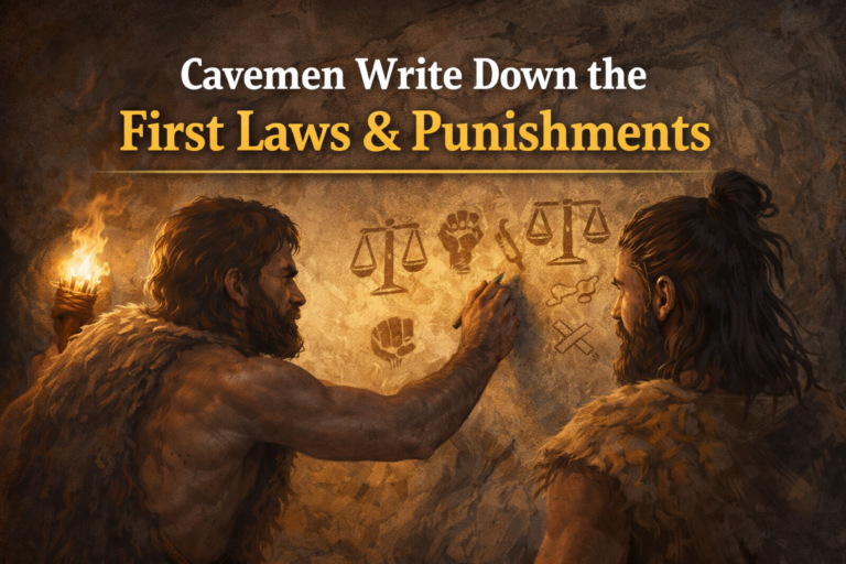 cavemen write down the first laws and their punishments